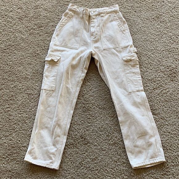 PacSun cargo pants cream skate work pants size 26 - Picture 2 of 6